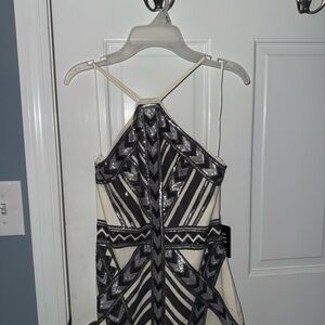 Express Black and Cream Backless Dress